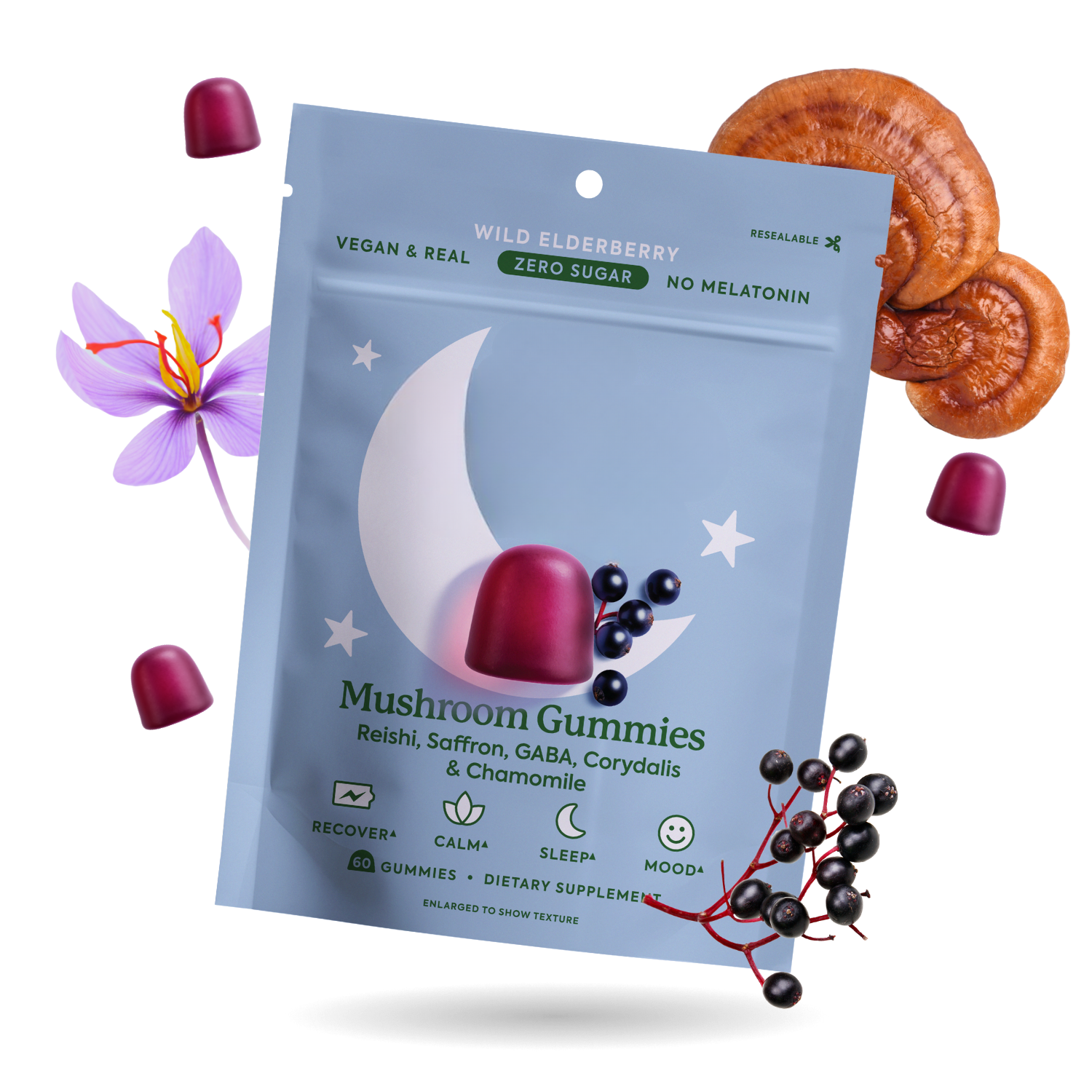 Mushroom Gummies 60 ct pouch