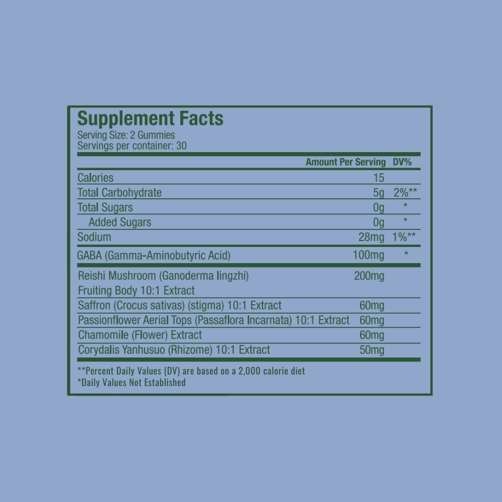 Mushroom Gummies Supplement Fact Label