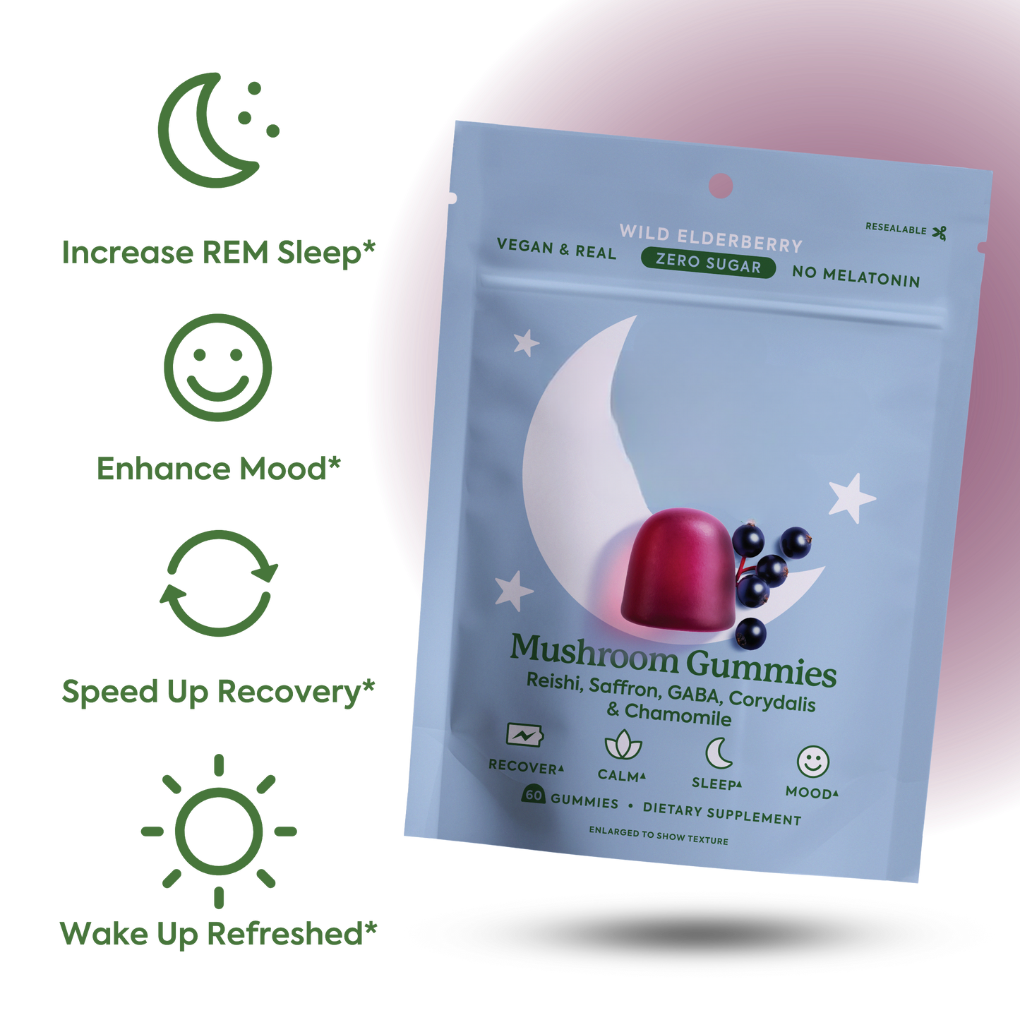 Melatonin-free natural sleep aid with Reishi and GABA