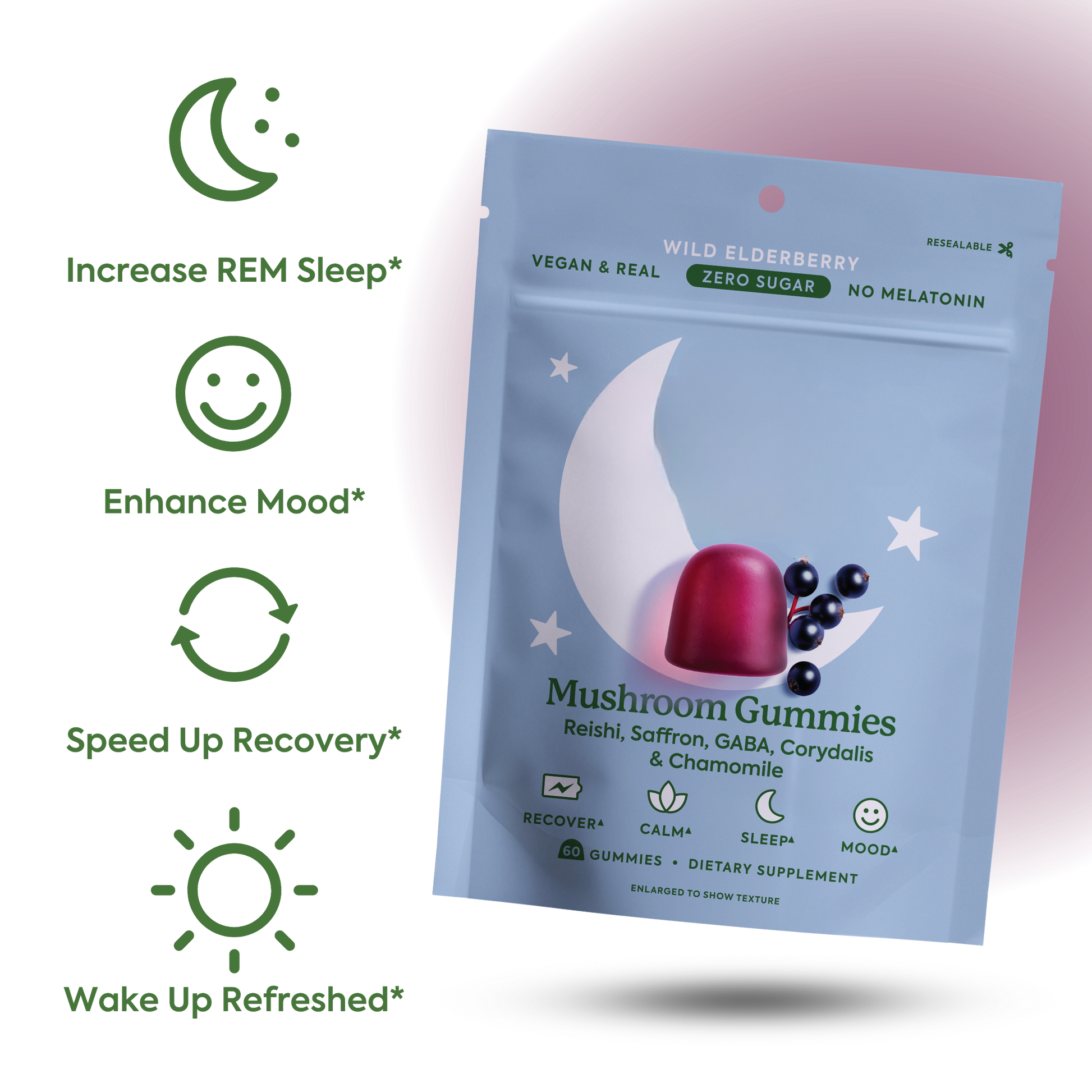 Melatonin-free natural sleep aid with Reishi and GABA