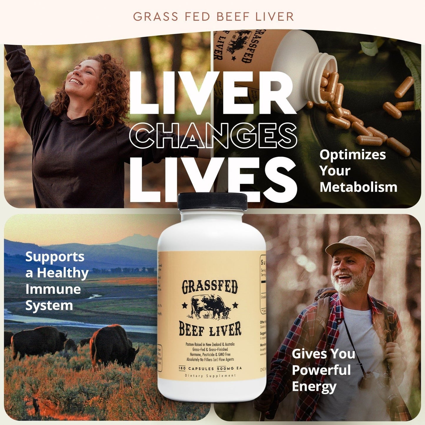 New Zealand pasture-raised beef liver supplement