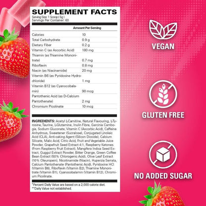 OxyShred Cosmic Blast pre-workout powder Supplements Facts Label