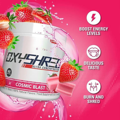 OxyShred thermogenic pre-workout supplement in mango flavor with Acetyl L-Carnitine and caffeine
