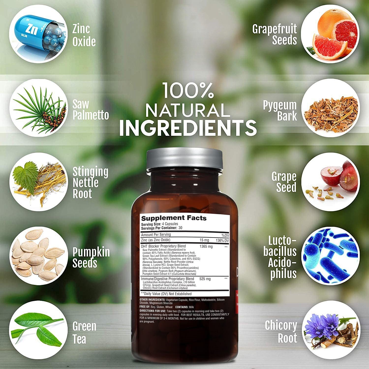 Plant-based supplement with Saw Palmetto and antioxidants