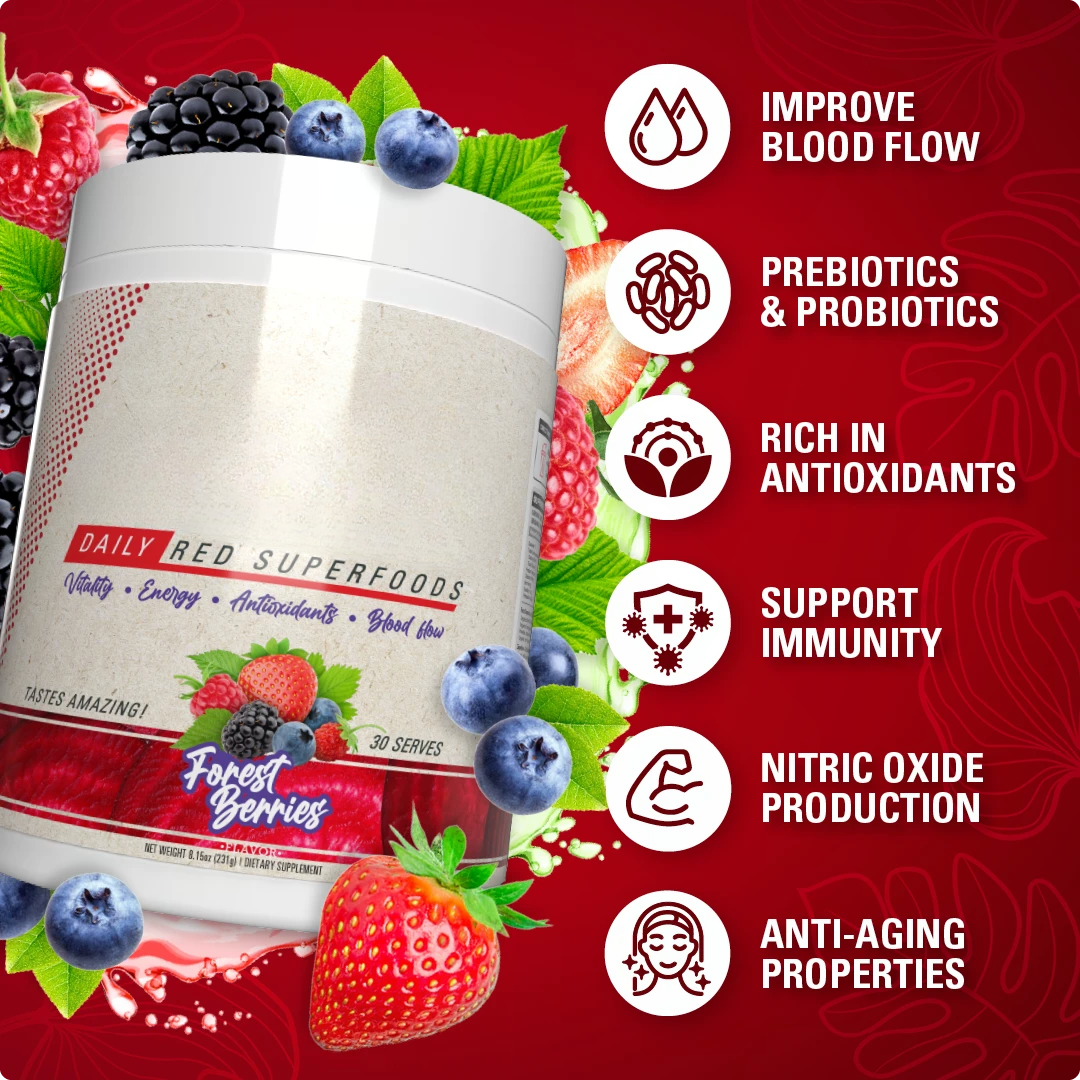 Red Superfood Powder Supplement facts panel of red wellness formula