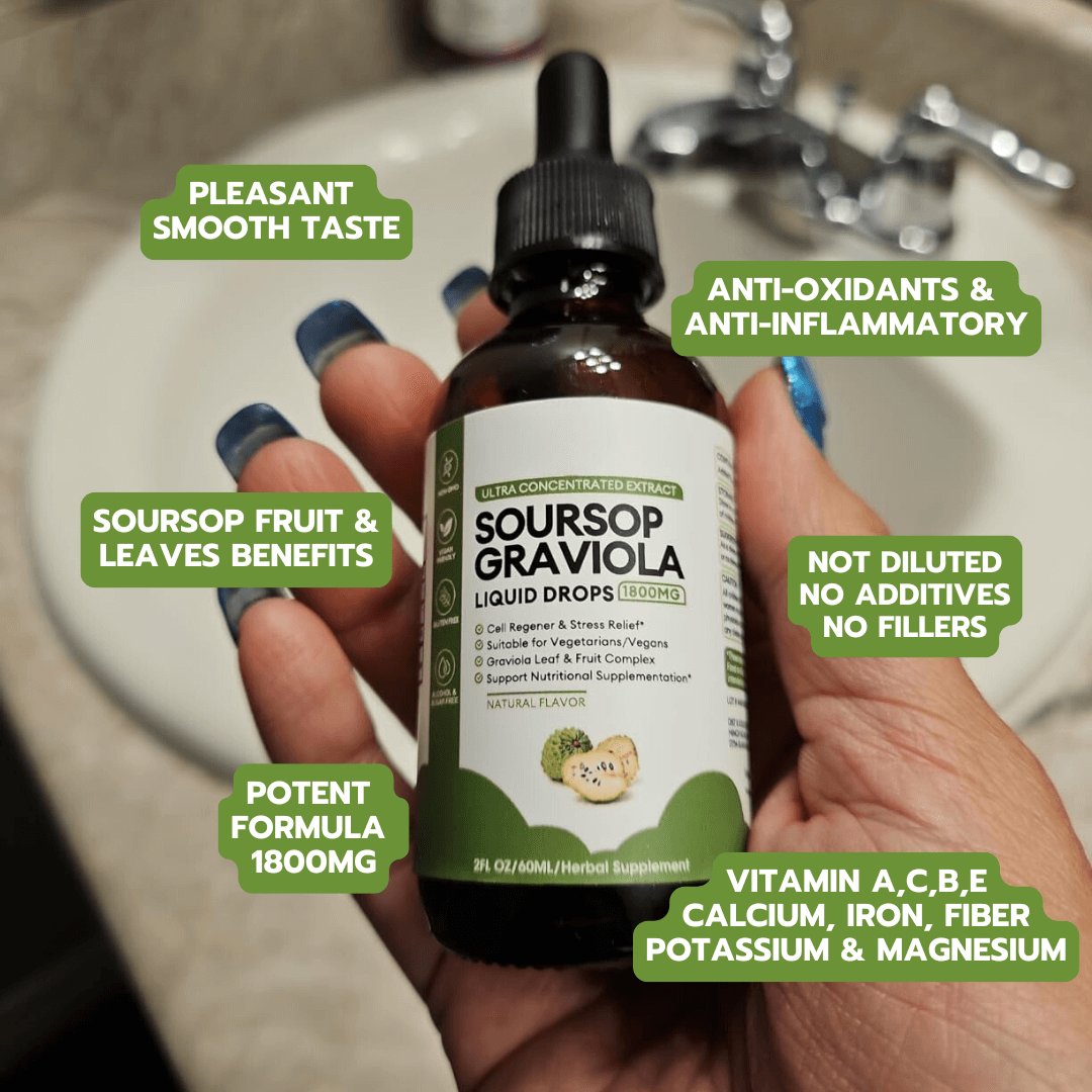SourSop Drops Supplement with Natural Ingredients Gluten-Free Plant-Based Drops 

