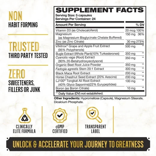 13-in-1 men's performance supplement label