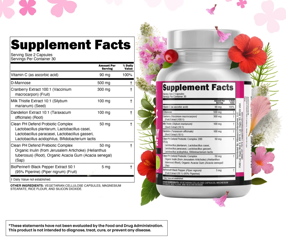 Women's Probiotic Supplement Facts Label