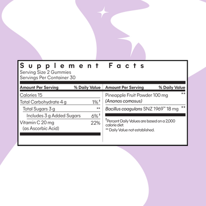Women’s Vaginal Probiotic Gummies facts label 