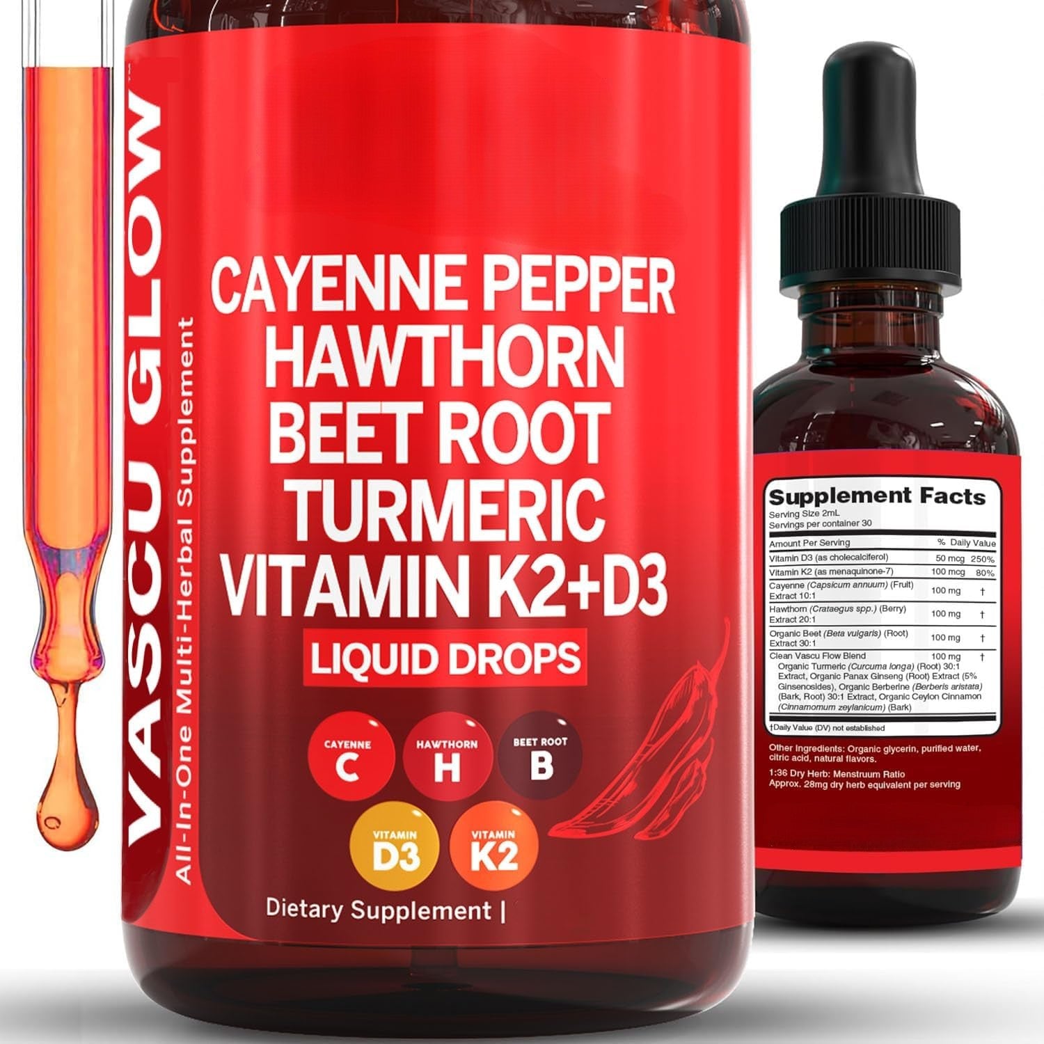 Glowell cayenne and hawthorn berry supplement

