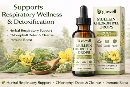 Glowell Mullein Chlorophyll Drops bottle 2 oz natural tincture with mullein leaf extract 