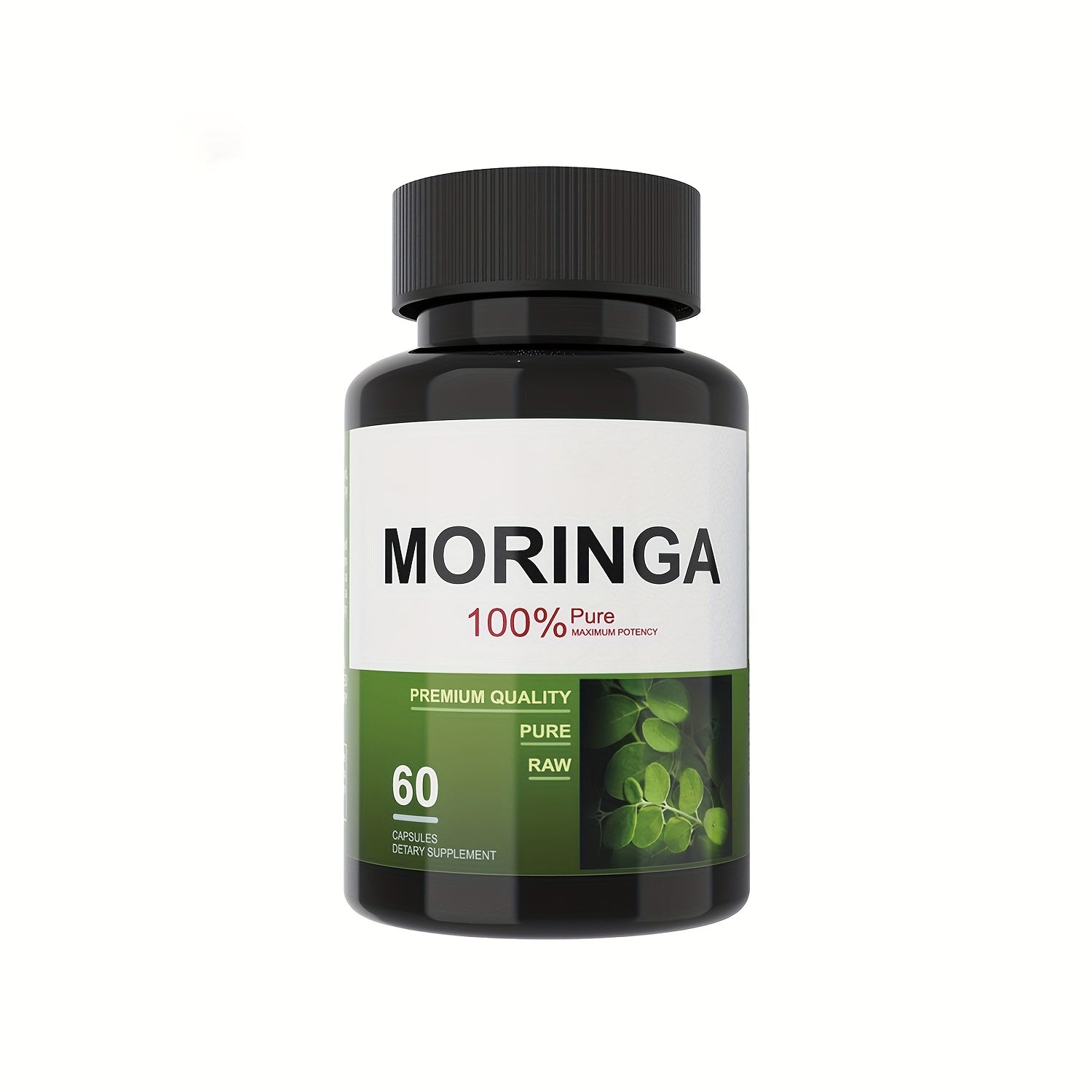 Bottle of Organic Moringa Capsules – Front View

