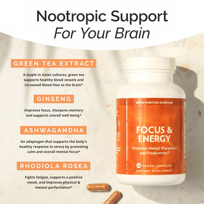 Caffeine-Free Focus & Energy Supplement – 120 Vegan Capsules