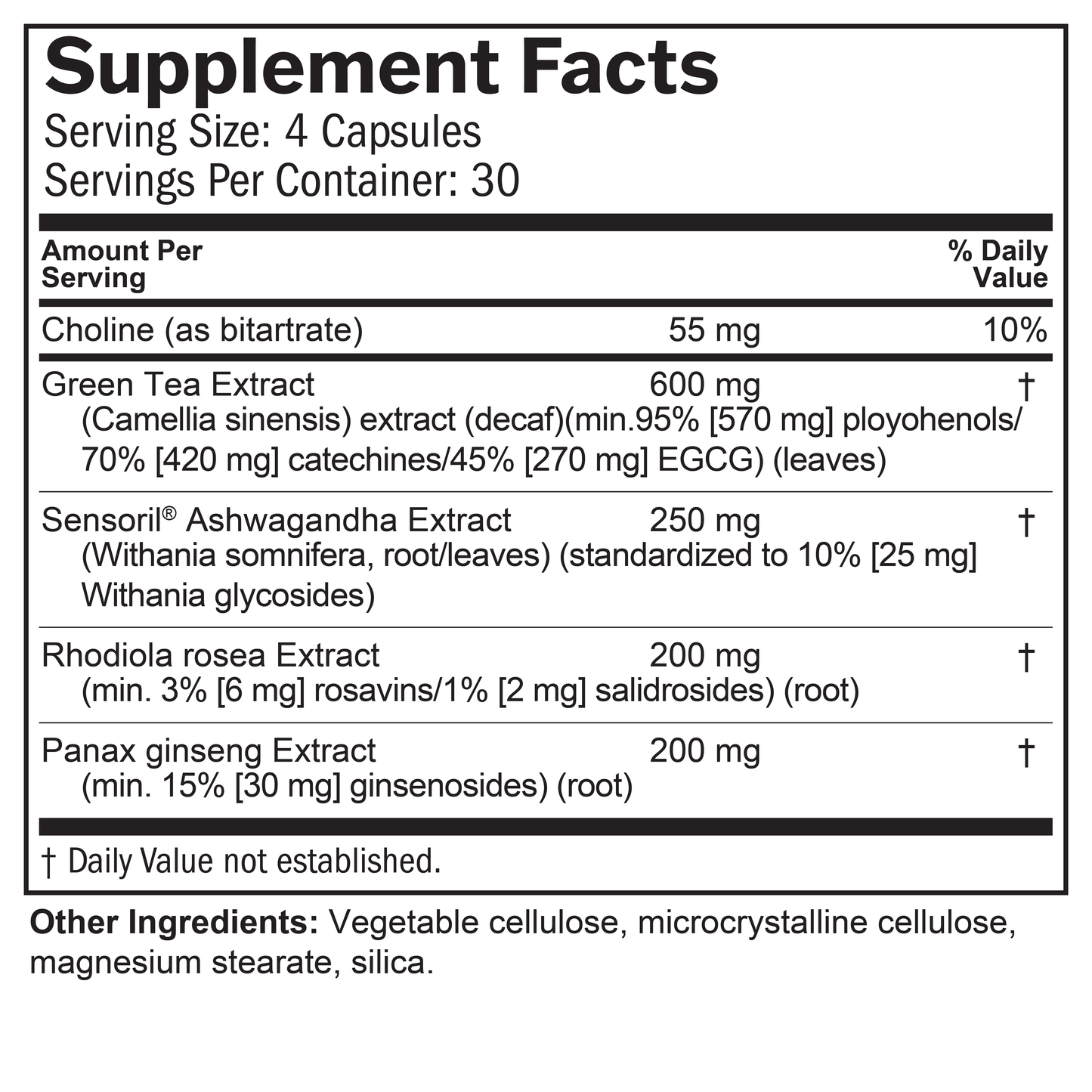 Caffeine-Free Focus & Energy Supplement – 120 Vegan Capsules