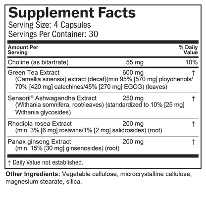 Caffeine-Free Focus & Energy Supplement – 120 Vegan Capsules
