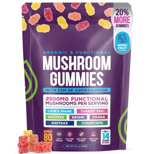 Organic Mushroom Gummies with Ashwagandha and Lion’s Mane