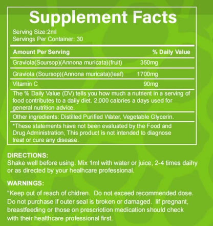 SourSop Supplement Facts Label